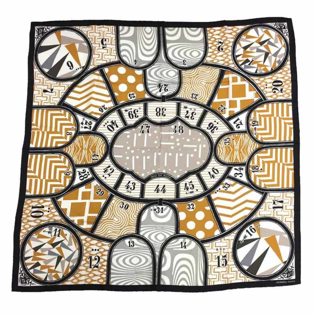 HERMES Black Silk Scarf - Picture 1 of 2